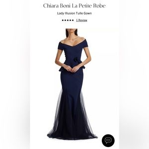 Chiara Boni long navy blue dress with black tulle accents.Worn once, like new